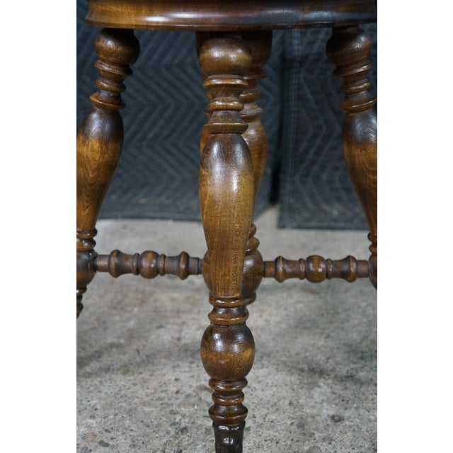 Brown Antique Victorian Birch Ball & Claw Piano Organ Stool Seat Rest For Sale - Image 8 of 17