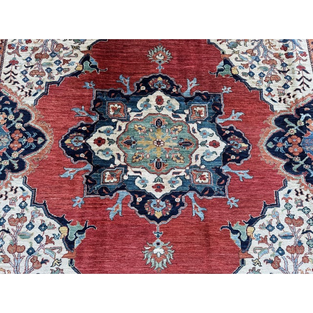 This beautiful traditional hand-knotted Afghan Turkmen Serapi Design Oushak Rug rug will make your home look even better....