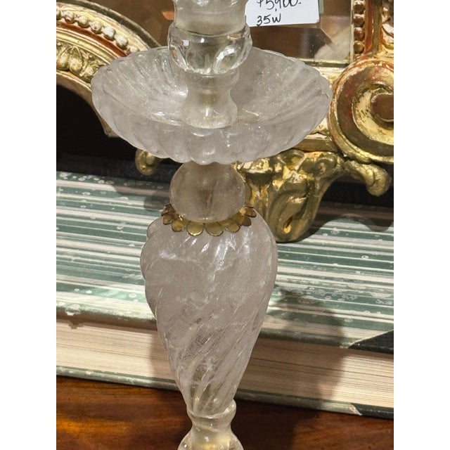Traditional Fine Pair of French Rock Crystal Candlesticks For Sale - Image 3 of 7
