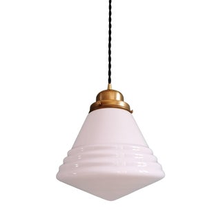 Art Deco Pendant Light in Conical White Opaline Glass from Philips, 1930 For Sale