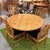 Vintage solid oak dining table with pedestal base and faux butterfly joints with beautifully refinished top, ready for a...