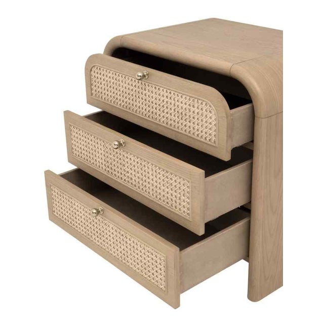 Cannes Three Drawers Wood Nightstand by Essentials for Living For Sale In Washington DC - Image 6 of 11