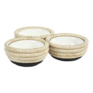 Matera Coiled Abaca 3-Section Condiment Bowl For Sale