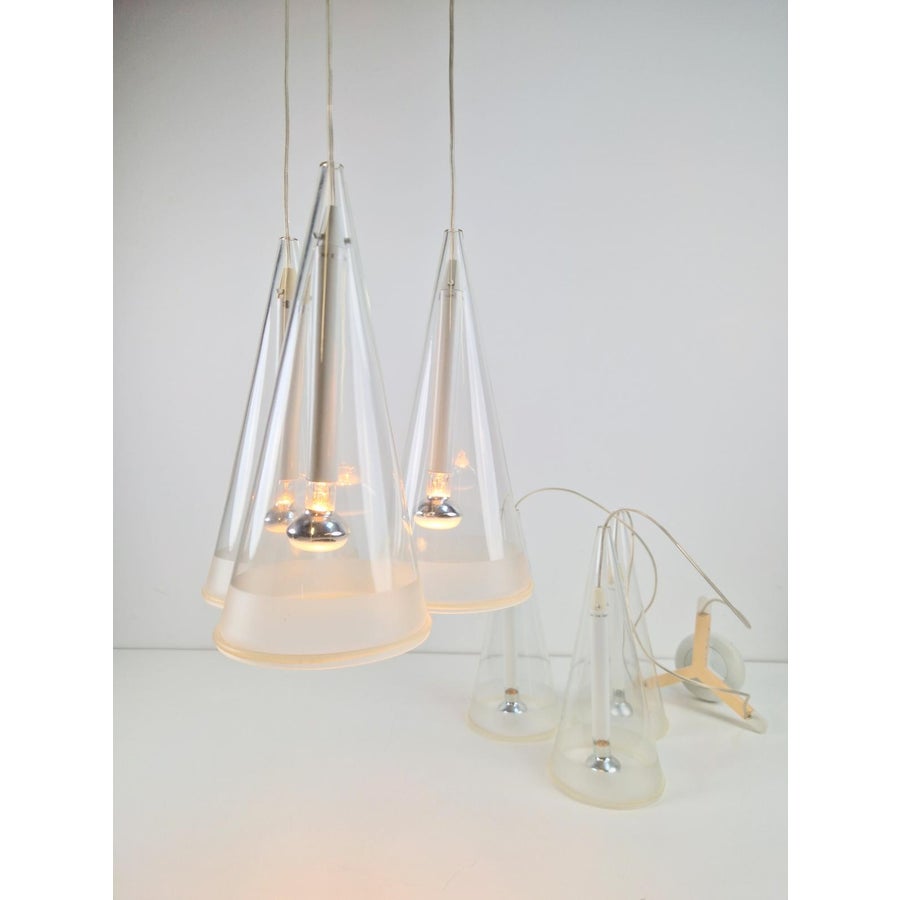 Italian Glass Fucsia 3 Pendant Lamp by Achille Castiglioni for