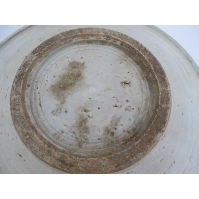 Celadon Chinese East Asian Song or Yuan Style Celadon Glaze Shallow Earthenware Bowl For Sale - Image 8 of 9