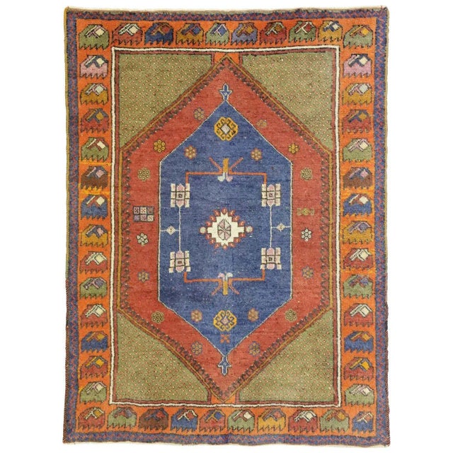 Mid 20th Century Vintage Turkish Oushak Rug, 03'05 X 04'08 For Sale - Image 10 of 11