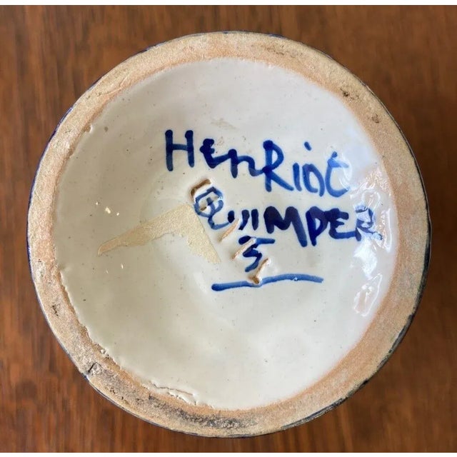 Early Vintage French Henriot Quimper Urn Vase Decor Riche Border For Sale - Image 9 of 11