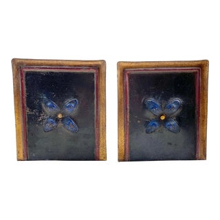 Vintage Metal Floral Bookends For Sale