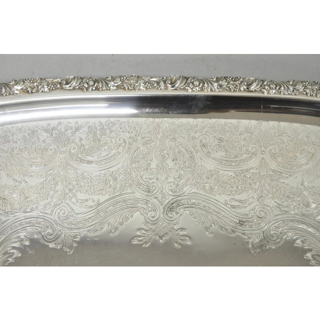 Antique e.g. Webster & Son Victorian Silver Plated Floral Repousse Serving Tray For Sale In Philadelphia - Image 6 of 15