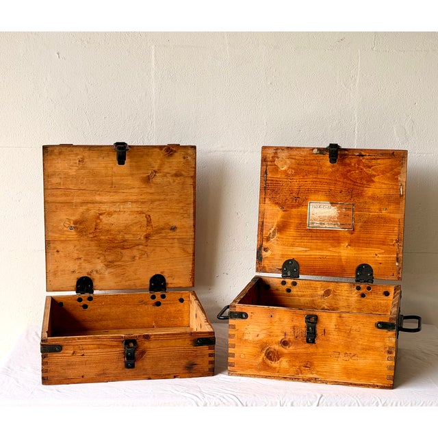 Vintage Wooden Storage Boxes, 1920s, Set of 2 For Sale - Image 3 of 15
