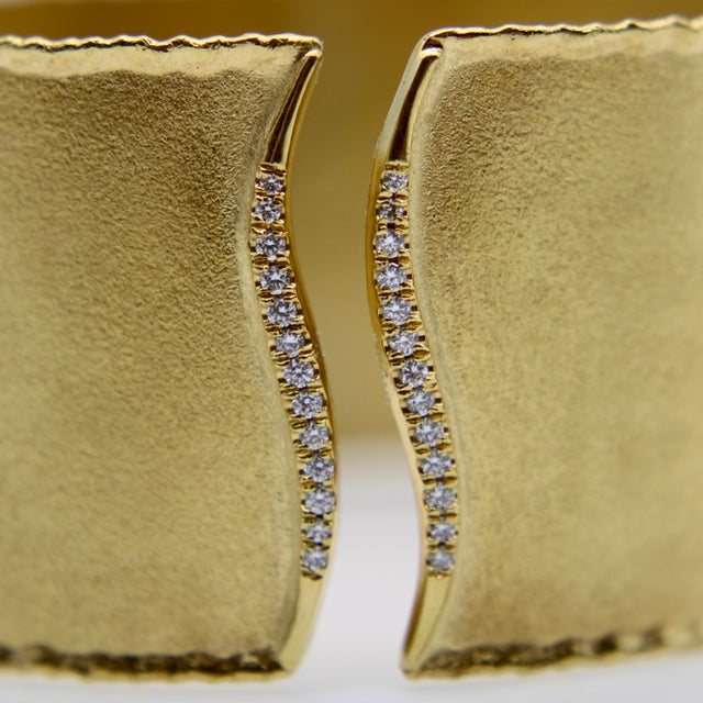 Gold Marika Desert Gold 14k Gold Cuff Bracelet With Diamond Wave For Sale - Image 8 of 12