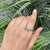Emerald Contemporary 925 Silver Oval 0.55 Ct Emerald & Diamond Split-Shank Wave Ring Size 8 For Sale - Image 8 of 13