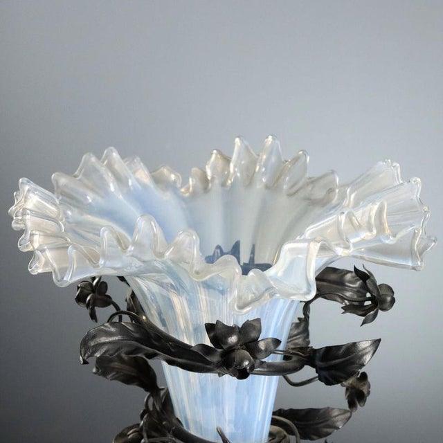 Wrought Iron and Glass Vases from Manifattura di Murano, Set of 2 For Sale - Image 4 of 8