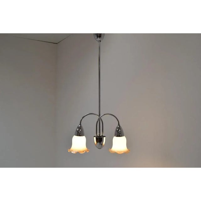 Glass Mid-Century Chandelier, 1960s For Sale - Image 7 of 14