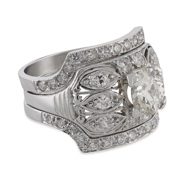 1930s Art Deco Gia Diamond Platinum Engagement Ring, Size 4.25 For Sale - Image 4 of 6