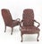 Burgundy Pair Burgundy Leather Queen Anne Tufted Upholstery Walnut Armchairs MINT For Sale - Image 8 of 17