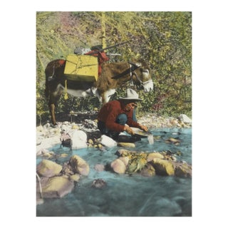 Early 20th Century Prospector and Donkey Colortone Photograph For Sale