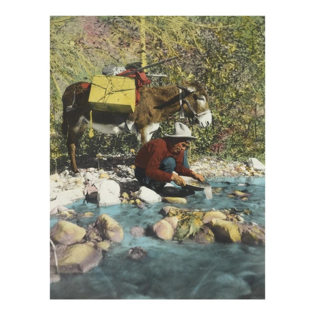 Early 20th Century Prospector and Donkey Colortone Photograph For Sale