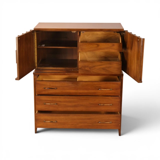 Mid-Century Modern Kent Coffey Perspecta Vintage Mid Century Modern Gentlemen's Highboy Dresser C. 1960s For Sale - Image 3 of 16