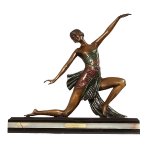 Late 20th Century Art Deco Kneeling Dance Bronze Sculpture After Demetre Chiparus