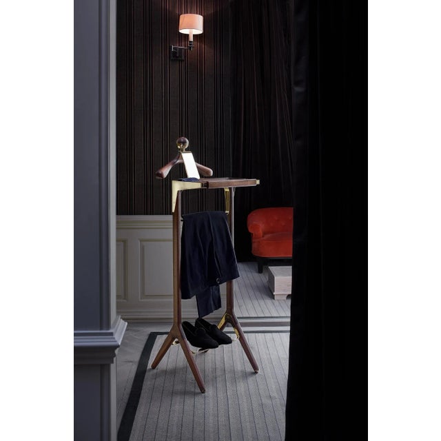 Classical Valet Stand in Brass & Black Walnut from Honorific For Sale - Image 6 of 12