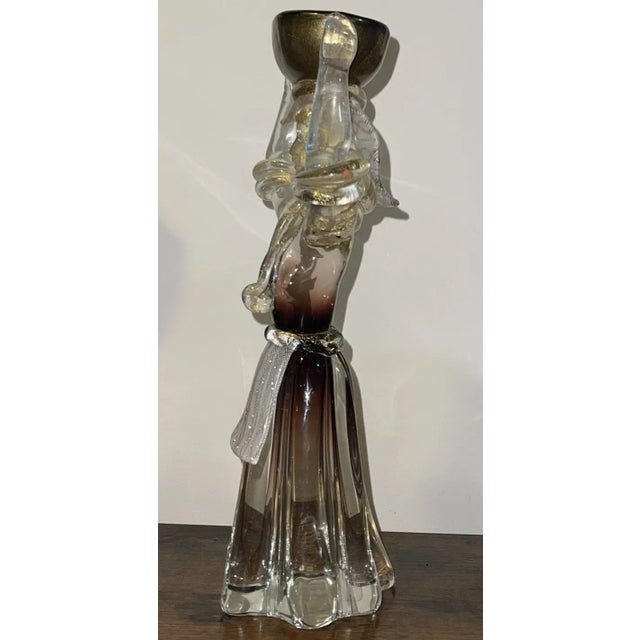 Mid-Century Modern Salviati Murano Glass Sculpture – Folk Girl With Basket, Aventurine & Latticino, 1960s For Sale - Image 3 of 11