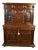 1860s Antique French Gothic Revival Solid Oak & Stained Glass Doors Cabinet For Sale