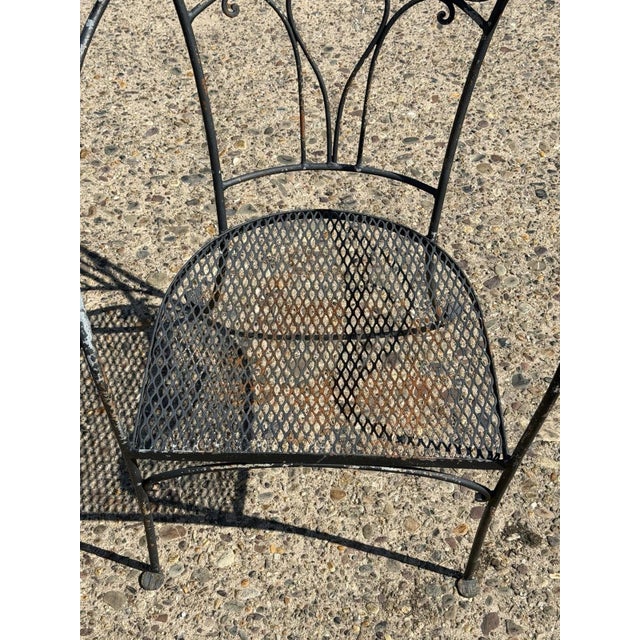 Black Mid 20th Century Salterini Style Wrought Iron Garden Patio Arm Chairs by Florentine Craft Studio For Sale - Image 8 of 13