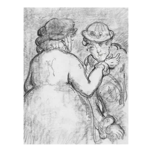 1930s Antique Harold Hope Read Gossips Drawing