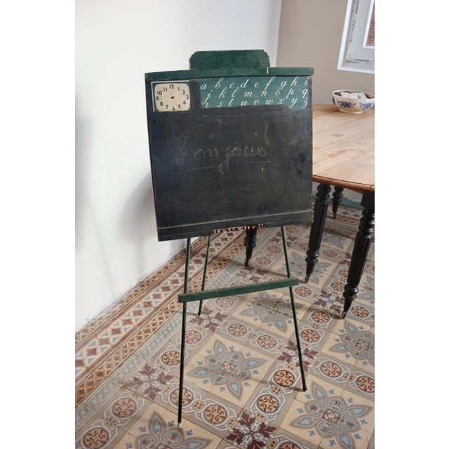 Wood Antique French School Blackboard with Metal Base, 1930s For Sale - Image 7 of 7