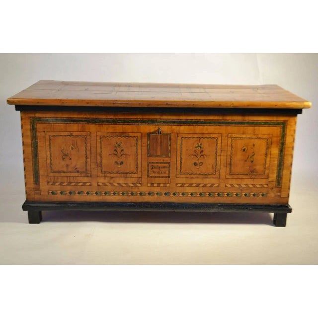 Trunk or coffer in marqueterie, either Swiss or German.