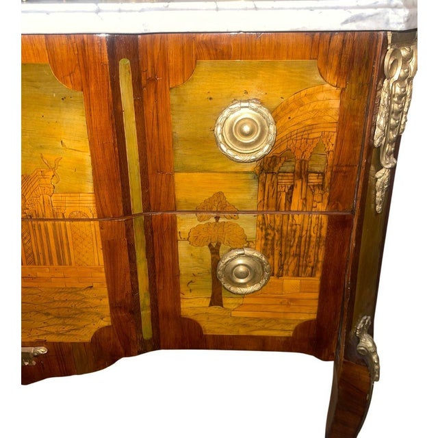 Late 18th Century Late 18th Century French Marquetry Commode With Marble Top Signed André-Louis Gilbert For Sale - Image 5 of 10
