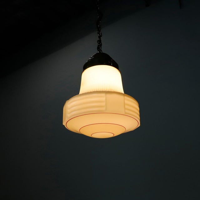 1930s 1930s Art Deco Milk Glass Pendant Light For Sale - Image 5 of 5