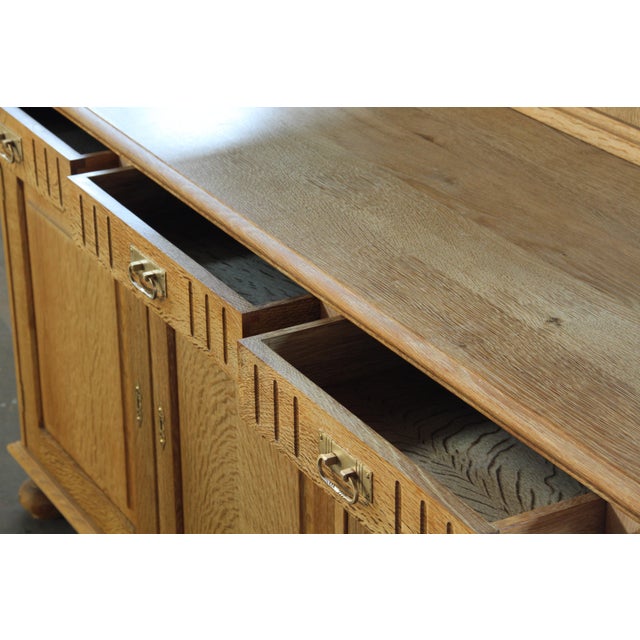 Vintage Danish Brutalist Light Oak Dining Cabinet in the style of Henning Kjærnulf, 1970s For Sale - Image 18 of 18