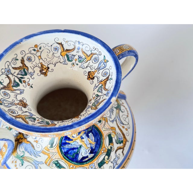 Antique French Hand-Painted Faience Vases, Set of 2 For Sale - Image 11 of 15