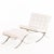 An iconic pair of Barcelona chairs with matching ottomans by Mies van der Rohe for Knoll International, dating to circa...