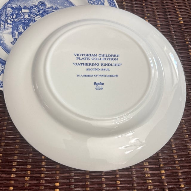Victorian 1970s Spode Victorian Children Christmas Plate” Gathering Kindling”-Set of 2 For Sale - Image 3 of 3