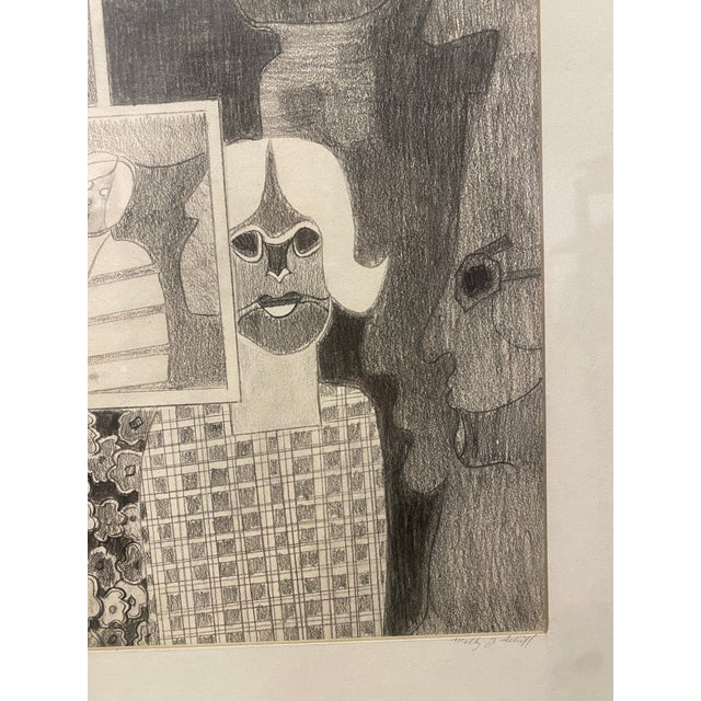 Illustration 1970s Vintage 70s Illustrative Drawing Facades Series by Molly Schiff For Sale - Image 3 of 3