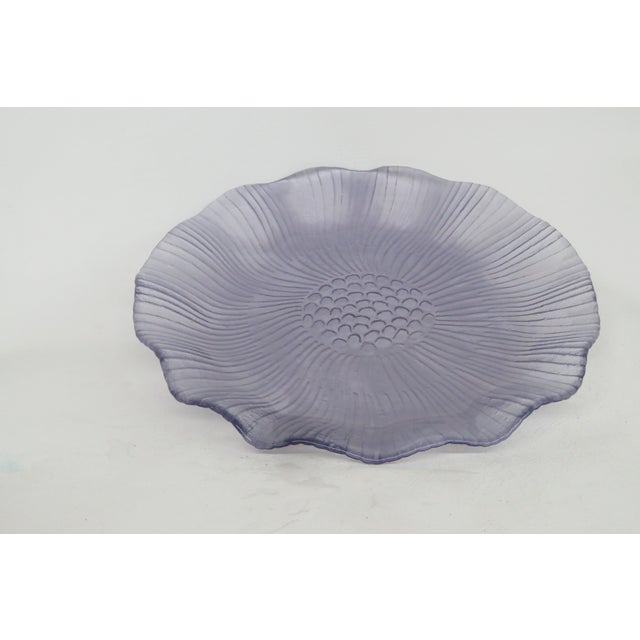 Vintage Mikasa Frosted Glass Plate 1980s Ruffled Lotus Lavender Dinnerware 4748b For Sale In Miami - Image 6 of 11