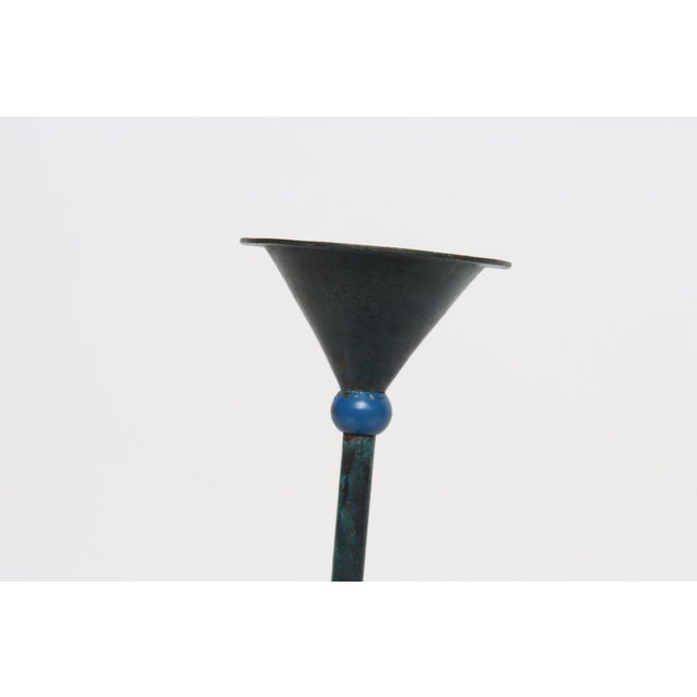 Pair of Milano Series Verdigris Bronze Candle Holders by Christian De Beaumont For Sale - Image 10 of 18