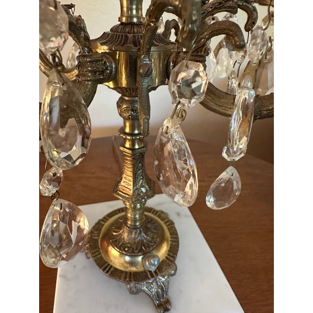 Vintage Spanish Brass & Crystal Candelabra Lamp For Sale In San Francisco - Image 6 of 14