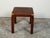 English Midcentury Campaign Style Side Table with Parquet Top and Brass Braces For Sale - Image 9 of 11