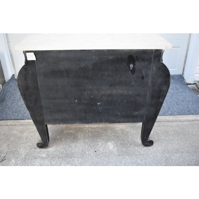 Wood Marble Top Chest French Baroque Style Bombay Commode Carved 3 Drawer 90's For Sale - Image 18 of 18