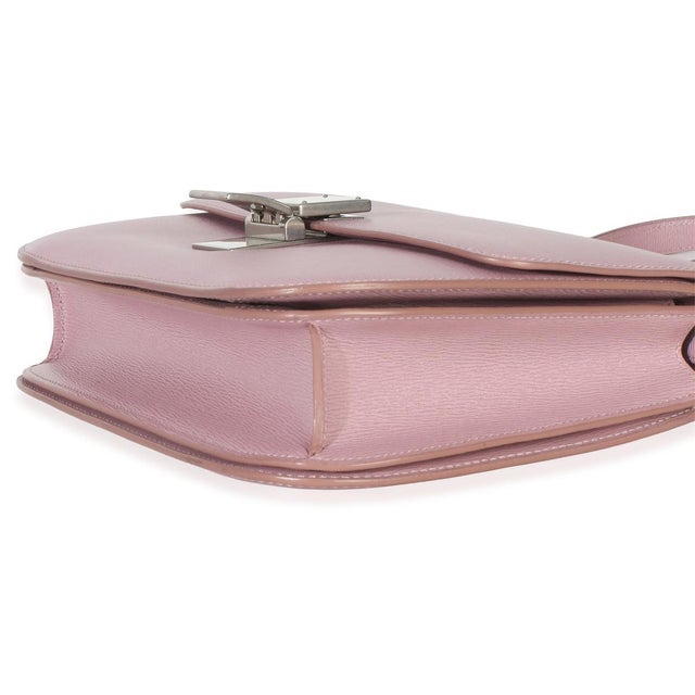 Animal Skin Pink Textured Calfskin Small Box Bag For Sale - Image 7 of 9