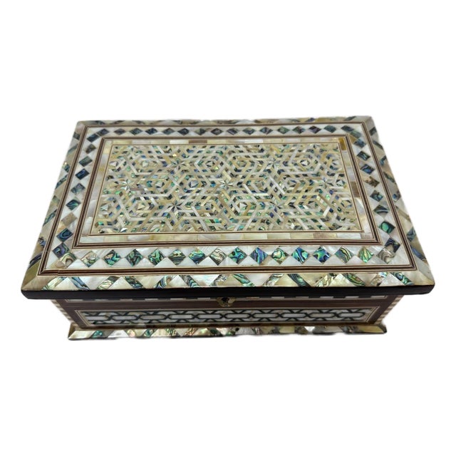 Handmade Wooden Jewelry Box Wood Trinket Storage Wood Box Mother of Pearl Inlay For Sale