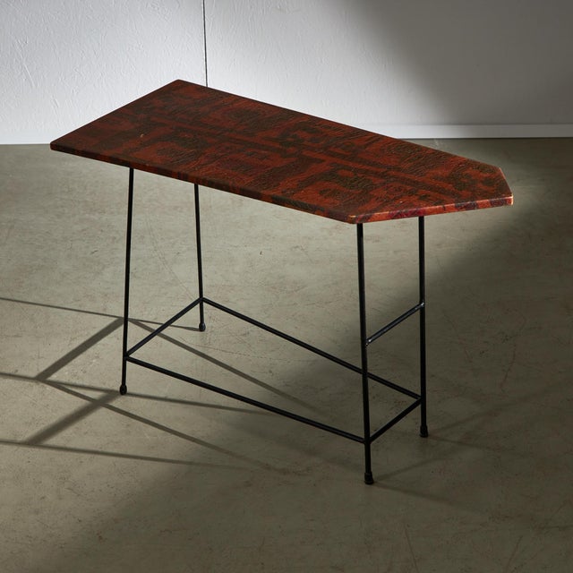 Italian Side Table with Leather Top, 1970s For Sale - Image 14 of 14