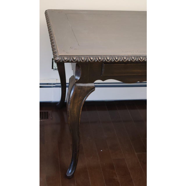 Mid 20th Century French Louis XV Style Writing Table – Hand-Carved Gadrooned Edge & Cabriole Legs For Sale - Image 5 of 9