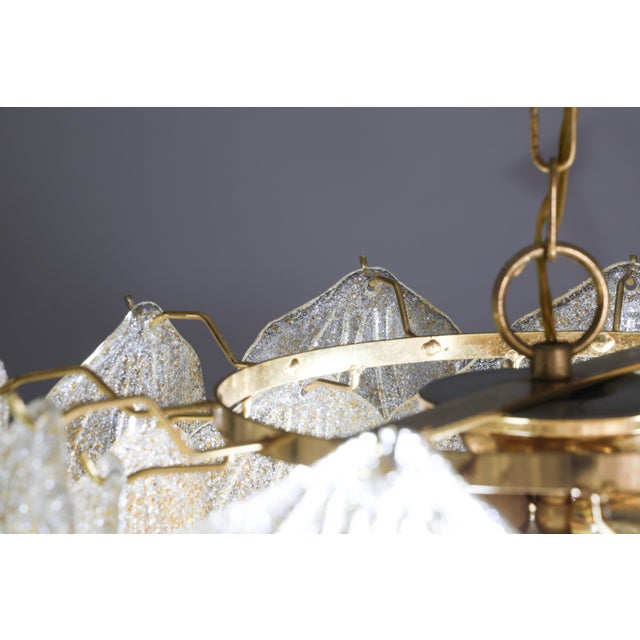1980s Italian Amazing Large Murano Glass Gold Leaves Chandelier For Sale - Image 14 of 14
