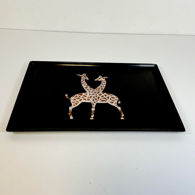 1970s Mid-Century Hollywood Regency Boho Chic Safari Couroc Giraffe Tray, Extra Large. For Sale - Image 10 of 18