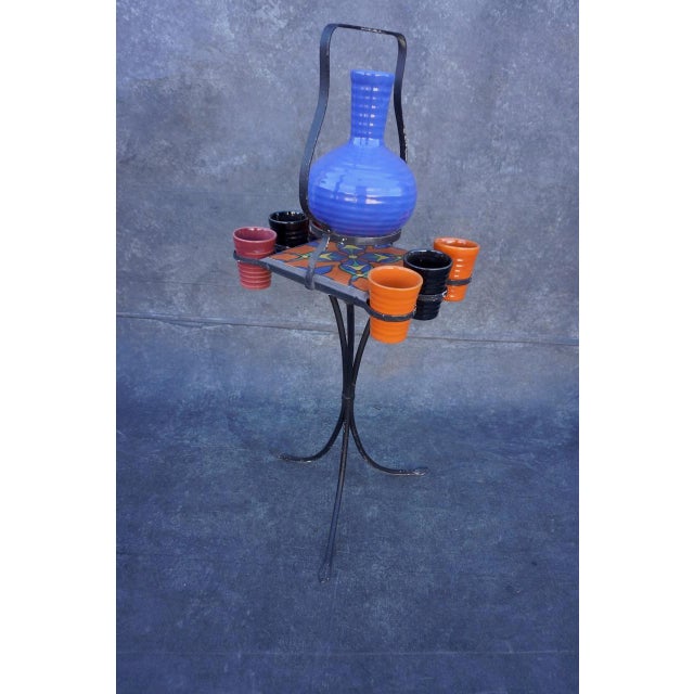 Early 20th Century Malibu Tile Drink-Table With Wrought Iron Base For Sale - Image 5 of 5